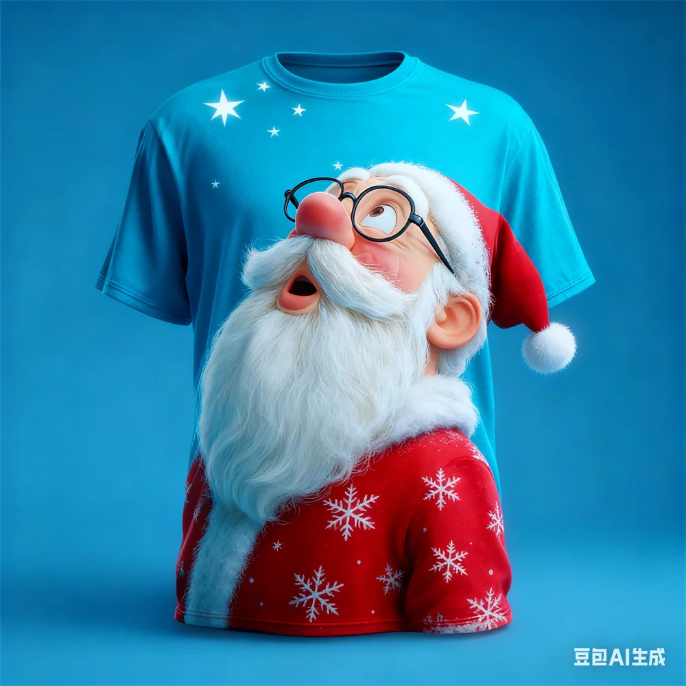 عيد الميلاد تي شيرت رجالي سانتا كلوز متعة ثلاثية الأبعاد نمط طباعة الرجال النساء الجولة الرقبة تي شيرت عيد الميلاد الجرافيك تي شيرت الرجال الملابس