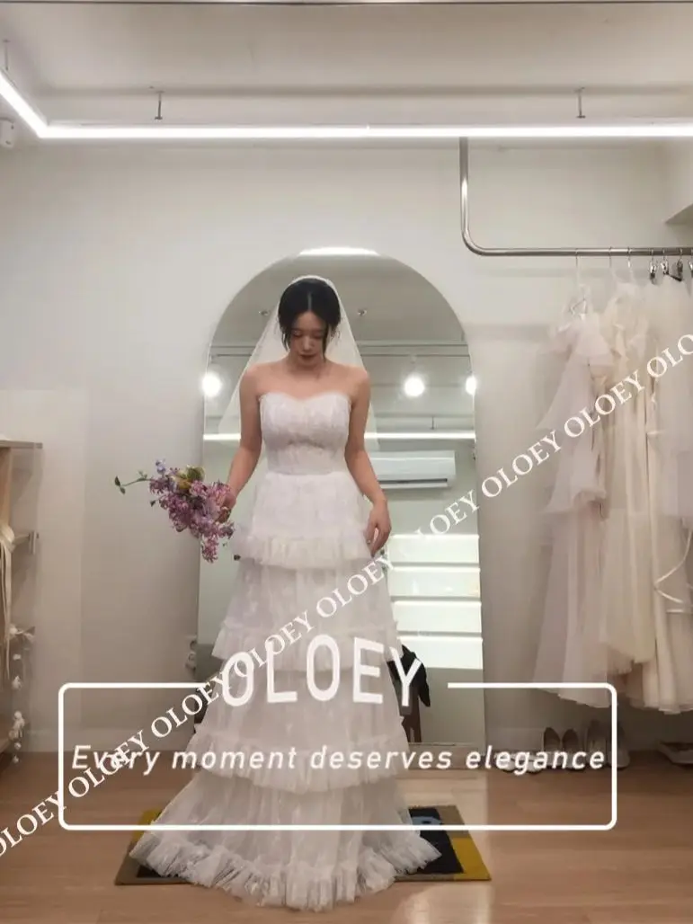 OLOEY Exquisite Muti-Layer Lace Wedding Dress Sparkly A-Line Korea Photoshoot Bridal Gowns Robe De Maries 2026 Customized