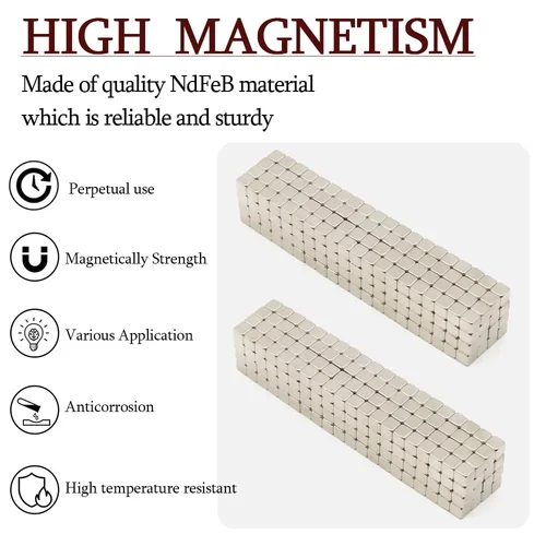Imagen 2 del producto Imán de Neodimio Superfuerte de 5x5x5 mm, Imanes Potentes N35, Imán Permanente Pequeño de NdFeB para Refrigerador, 5x5x5