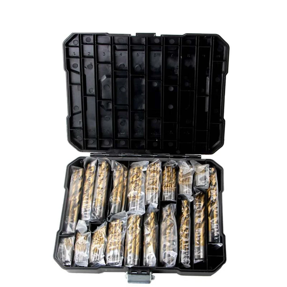 

230 Piece Fried Dough Twists Drill High Speed Steel 1-10mm Woodworking Tapper Plastic Box Titanium Plated Straight Shank