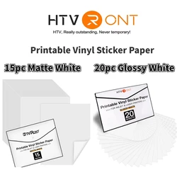 HTVRONT 15/20 Sheets 11X8.5in Matte Glossy Printable Vinyl Sticker Paper A4 Self-adhesive Copy Paper for Inkjet & Laser Printer