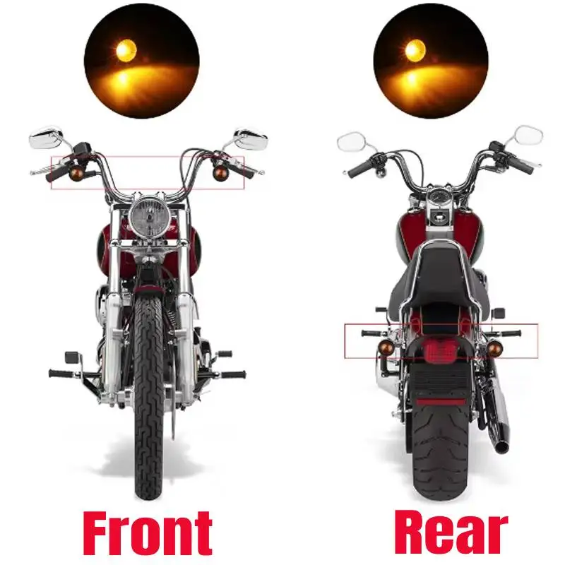 Motorcycle Turn Signal Light Direction Indicator Lamp Bullet Chrome Amber Moto Front Lamp Tail Light 12V 10mm For Cafe Racer