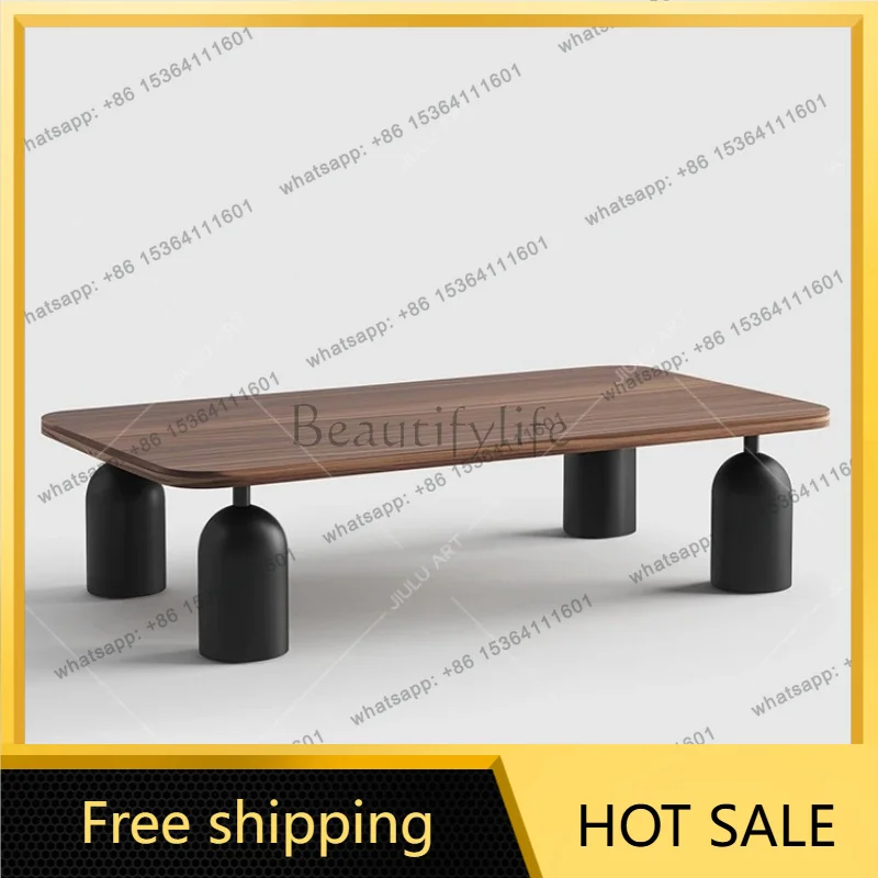 YJ Designer art rectangular solid wood coffee table light luxury high-end Italian minimalist living room home niche creativity