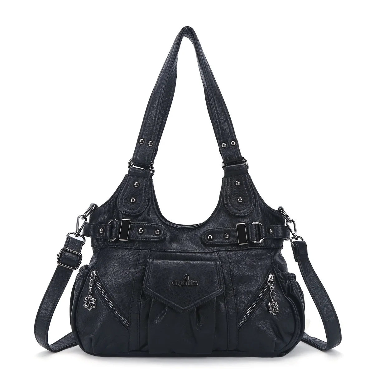 

Angel kiss Handbags Fashion Women Shoulder Bag Top-handle Satchel Locomotive Pack Multi-pocket Shoulder Bag Large Purse