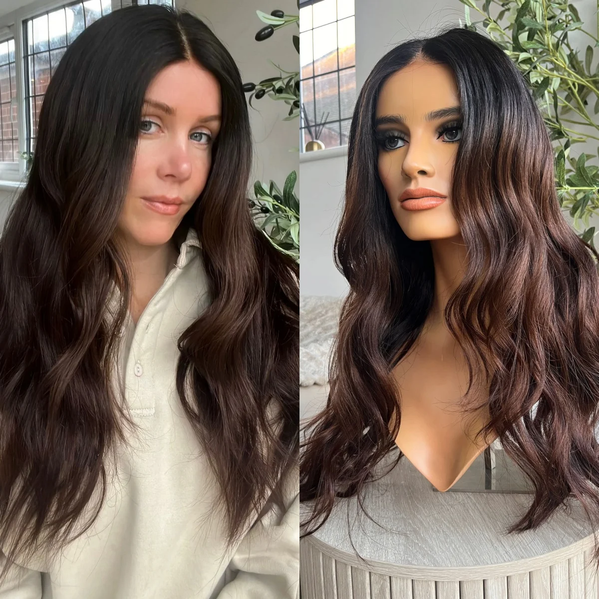 

24-дюймовый парик омбре шоколадно-коричневого цвета, 13*4 HD, с прозрачной кружевной основой, 180% плотность, высококачественный парик с лёгкой волной, для начинающих женщин