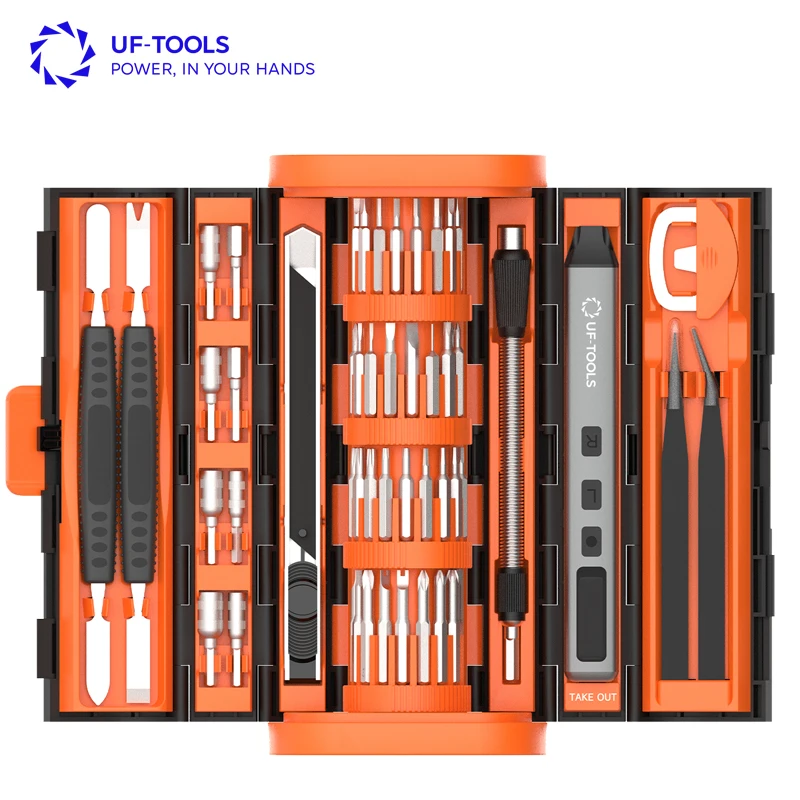 

UFTOOLS 83-in-1 OEM Cordless 3.7V Lithium-Ion Battery Screwdriver Tool Set with 0.35N Max Torque 200RPM for Phone/Laptop Repair