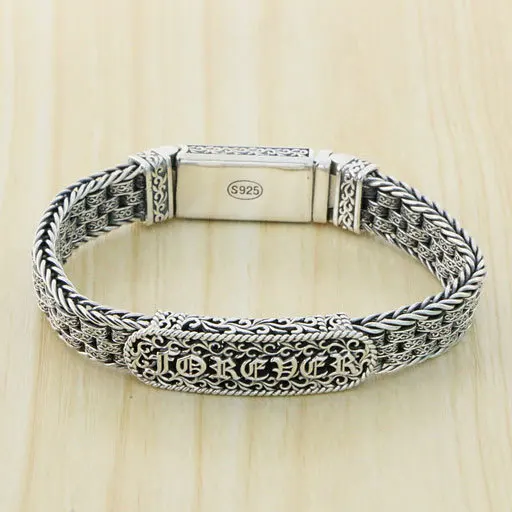 

Exquisite and handsome network fashion people accessories Thai silver bracelet Men's sterling silver high-grade knitting bracele