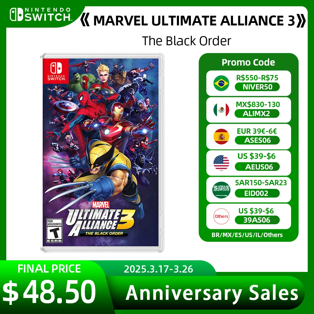 MARVEL ULTIMATE ALLIANCE 3：The Black Order - Nintendo Switch Games Physical Deals Cartridge Support TV Tabletop Handheld Mode