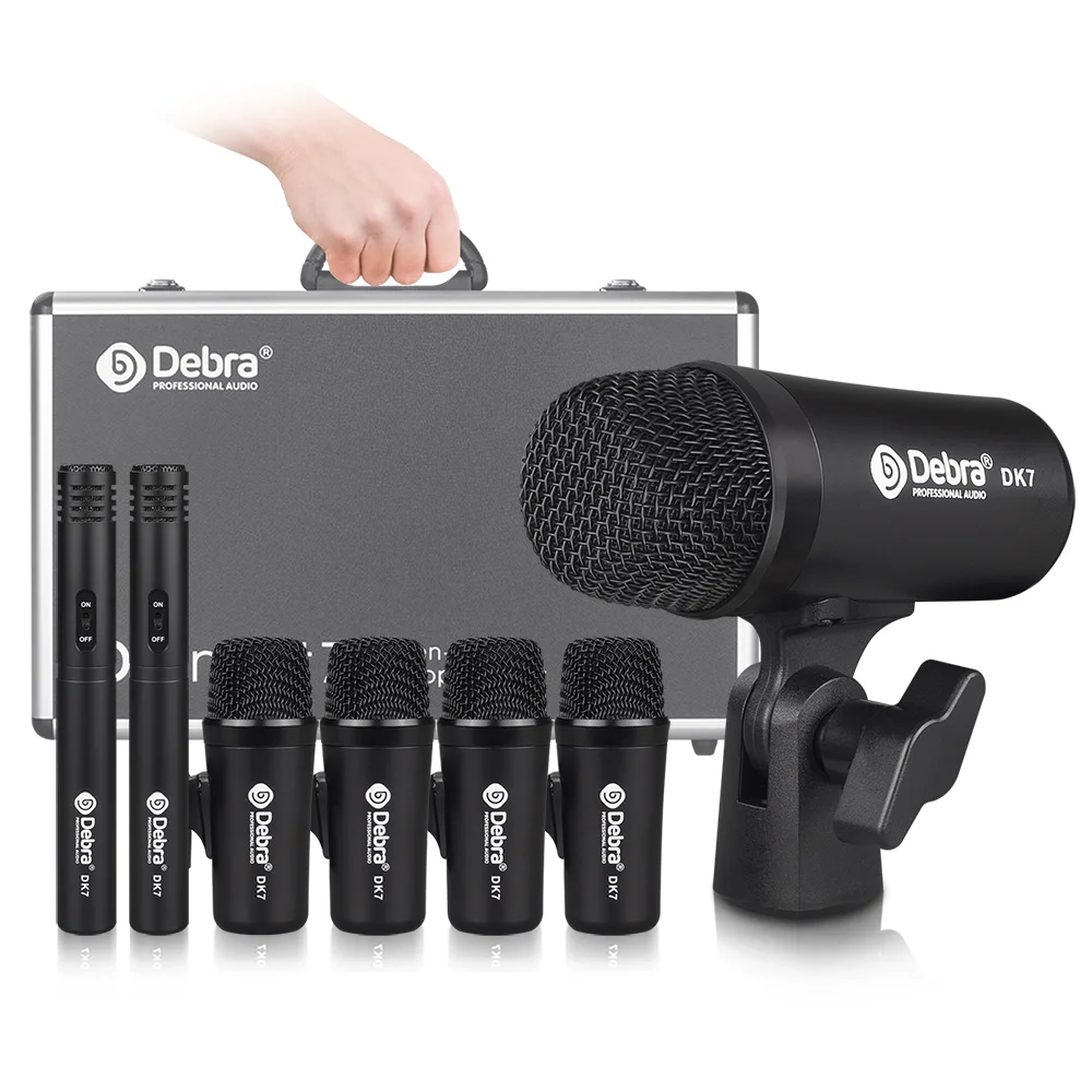 

DK7 Music Instrument 7 Pcs Metal Wired Dynamic Recording Professional Drum Microphone Set With Bag for Band Stage