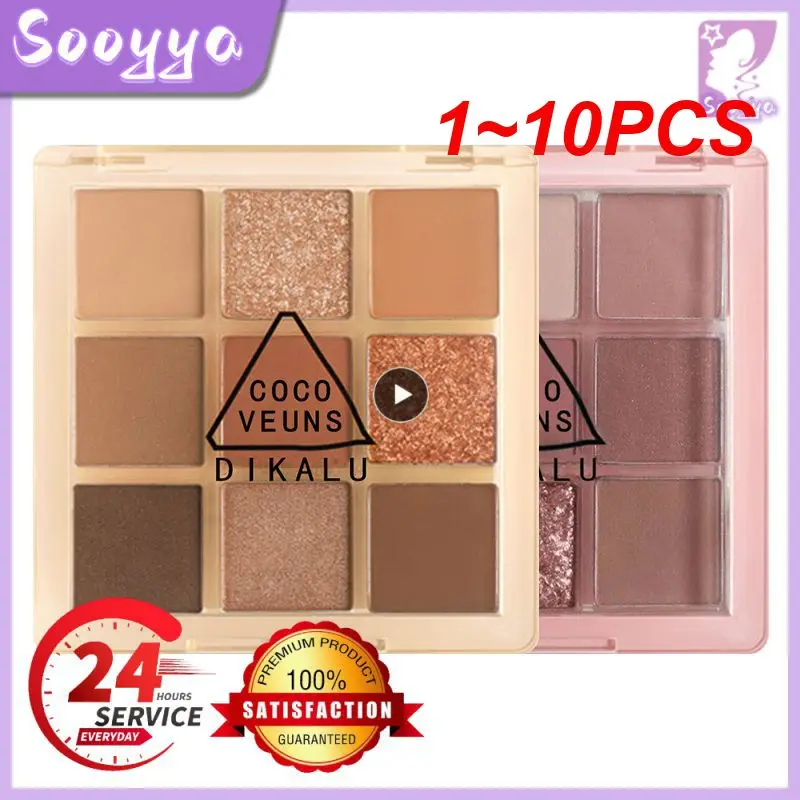 Paleta de sombras de ojos con purpurina mate de larga duración, pigmentos de ojos con pincel, Cosméticos coreanos, 1-10 piezas, 4/9 colores