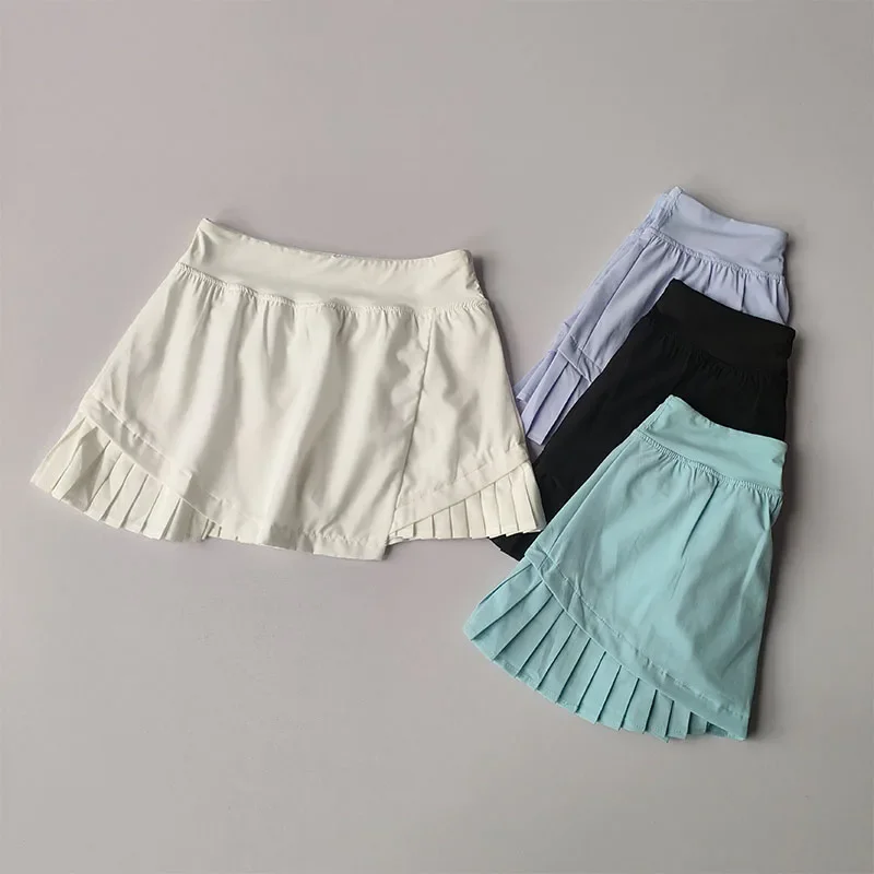 High Waisted Sports Short Skirt Summer New Style Cool Anti Glare Including Lined Shorts Fitness Yoga Quick Drying Pleated Skirt