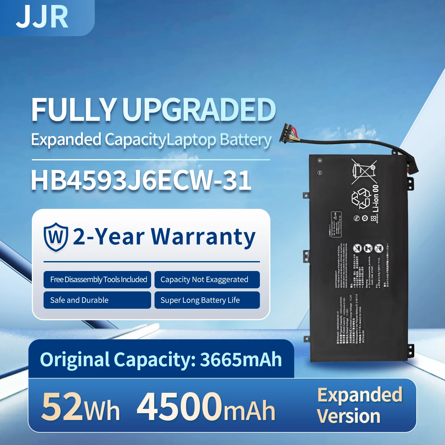 HB4593J6ECW-31 52Wh 11.55V Higher Capacity Replacement Laptop Battery for HUAWEI WRTB-WFH9L WFE9L WFH9F WAH9L