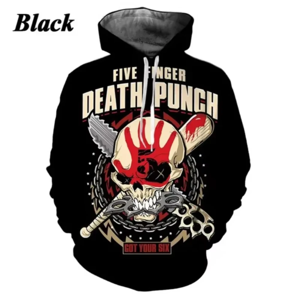 

Толстовки с пятью пальцами Death Punch, мужские повседневные толстовки с 3D принтом и длинными рукавами, большой уличный пуловер, толстовка в стиле хип-хоп, одежда унисекс