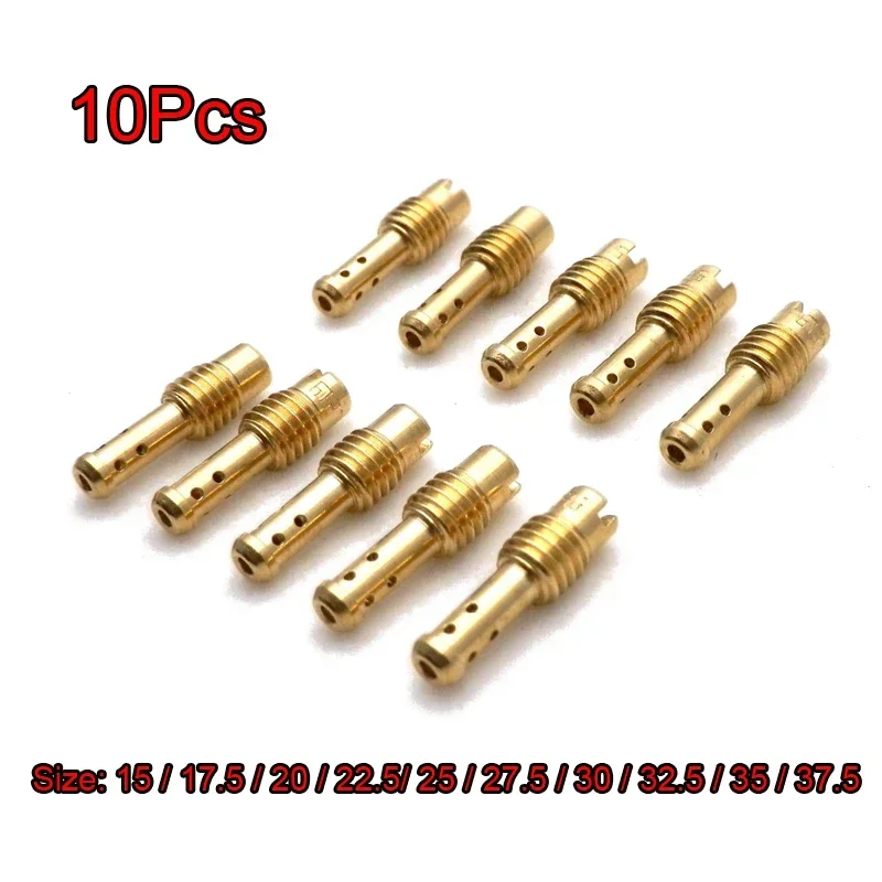 10pcs Pilot Jet 8 Bleed Holes Set Replacement For MIKUNI VM/TM/TMX Motorcycle Carburetor 15 17.5 20 22.5 25 27.5 30 32.5 35 37.5