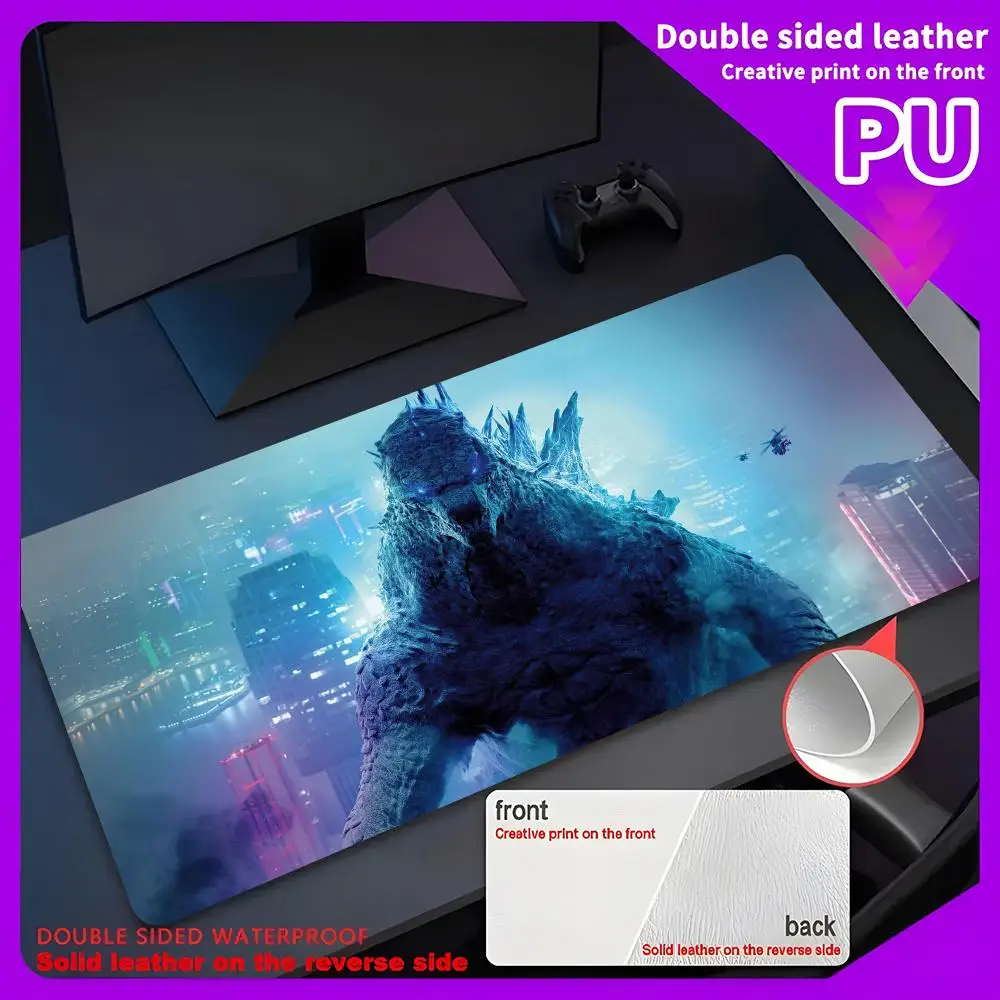 

Godzillaes Mouse Pad PU Leather Desk Protector Mat Large Size luminous Office Waterproof 80x40cm XXL Desktop Mouse Mat