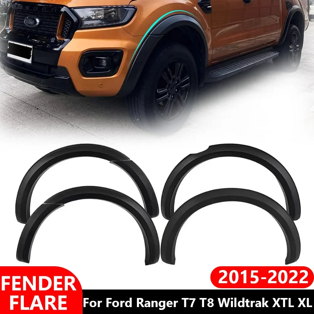 Fender Flares Wheel Arch For Ford Ranger T7 T8 2015-2022 Wildtrak XTL XL Mudguards Double Cabin Pickup Off Road Car Accessories