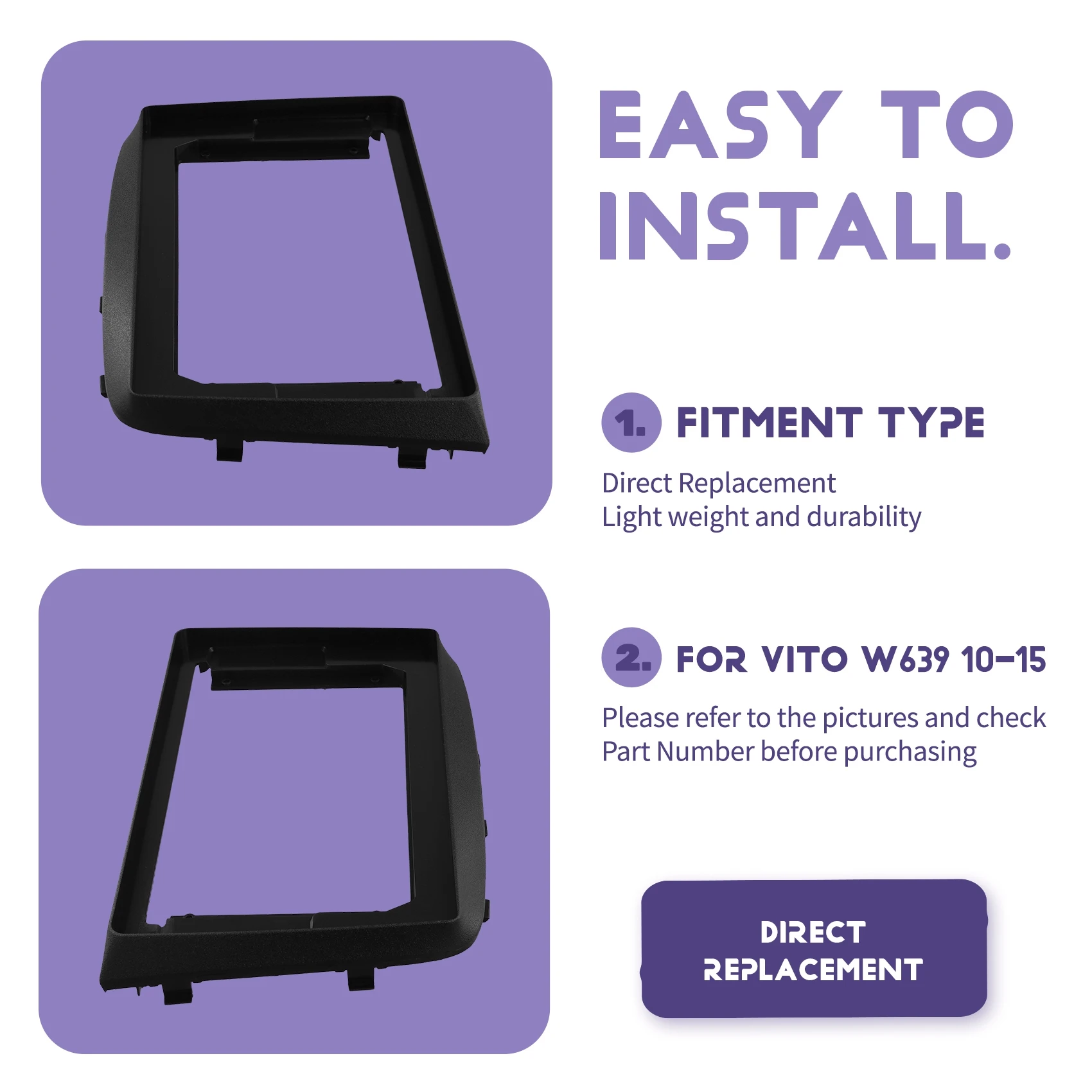 

AUTO Car Radio Fascias Panel 10.1 Inch Navigation Panel 2DIN Stereo Panel Formercedes Benz Vito W639 2010-2015