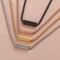 Fnixtar 1pc Stainless Steel Metal Tube Pendant Necklace Strong Chain Necklace Jewelry For Women Men Gift