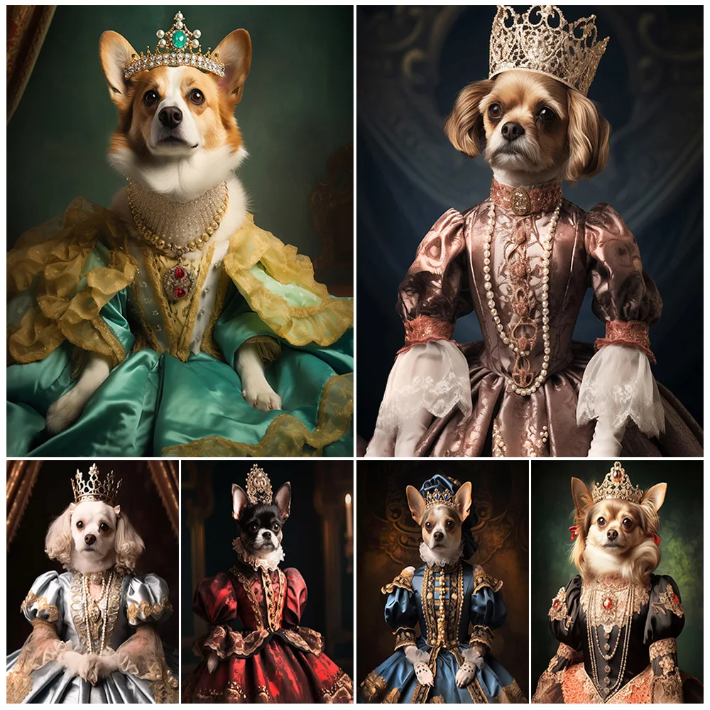 

Custom Queen King Pet Dog Cat Portrait Animals Posters Wall Pictures For Living Room Poster Wall Art Canvas Painting Unframed