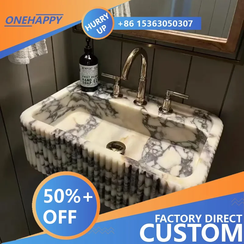 Any Size Custom Handcrafted Fluted Natural Marble Vessel Sink Vertical Ribbed Texture Multi Stone Pick Luxury Bathroom Vanity