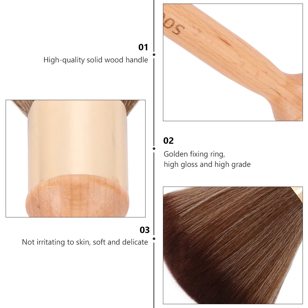 

1Pcs Neck Duster Hair Cutting Brush Premium Wooden Salon Brush Handle Comfortable for Barber Cleaning Styling Tool