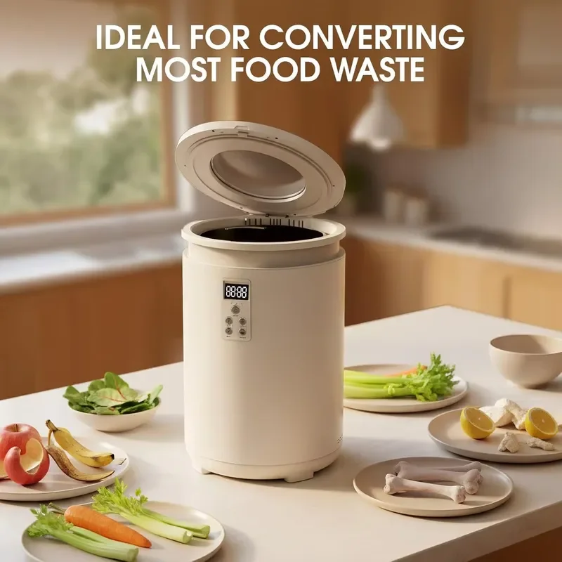 4.5L Composter Kitchen Smart Countertop Food Waste Recycler Odorless Low Noise Auto Cleaning Bin for Home Garden
