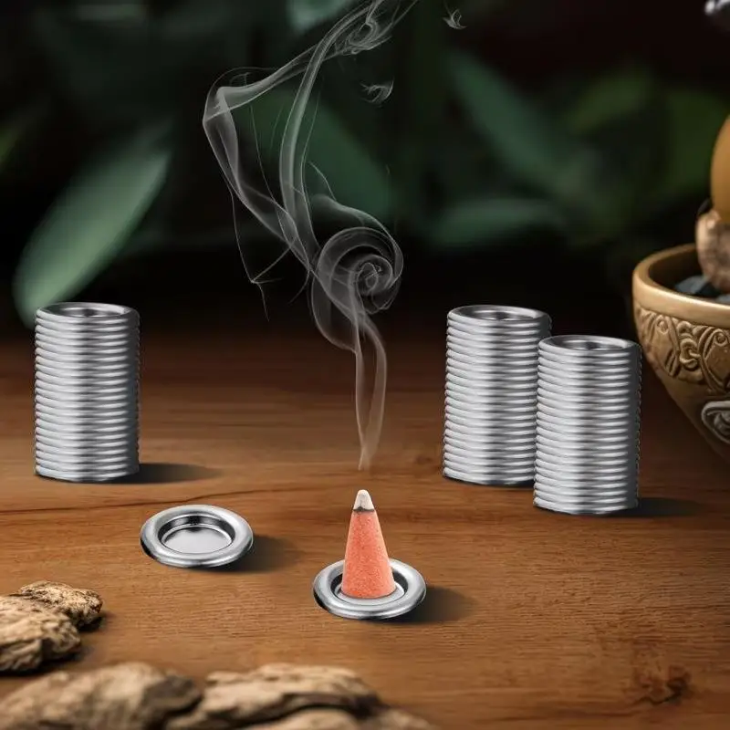 10/25pcs Metal Incense Tower Cone Holder Round Disc Tray Lightweight Portable for Home Outdoor Meditation Aromatherapy