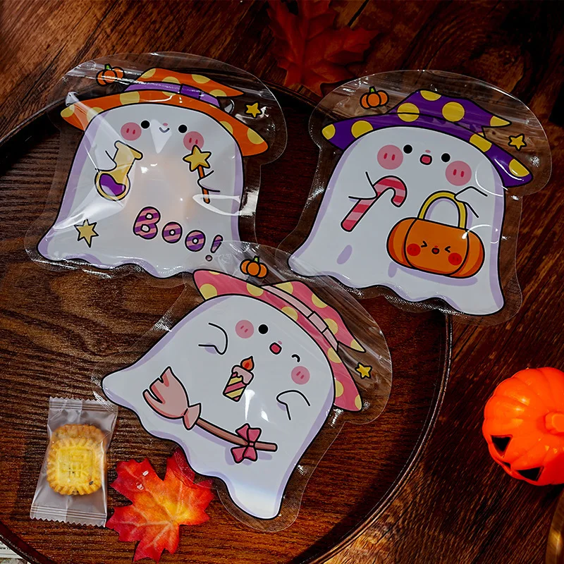 LBSISI Life-Cute Ghost with Pumpkin Sticker, Food Seals, Party Gift Decorate, Trick or Treat, 60Pcs