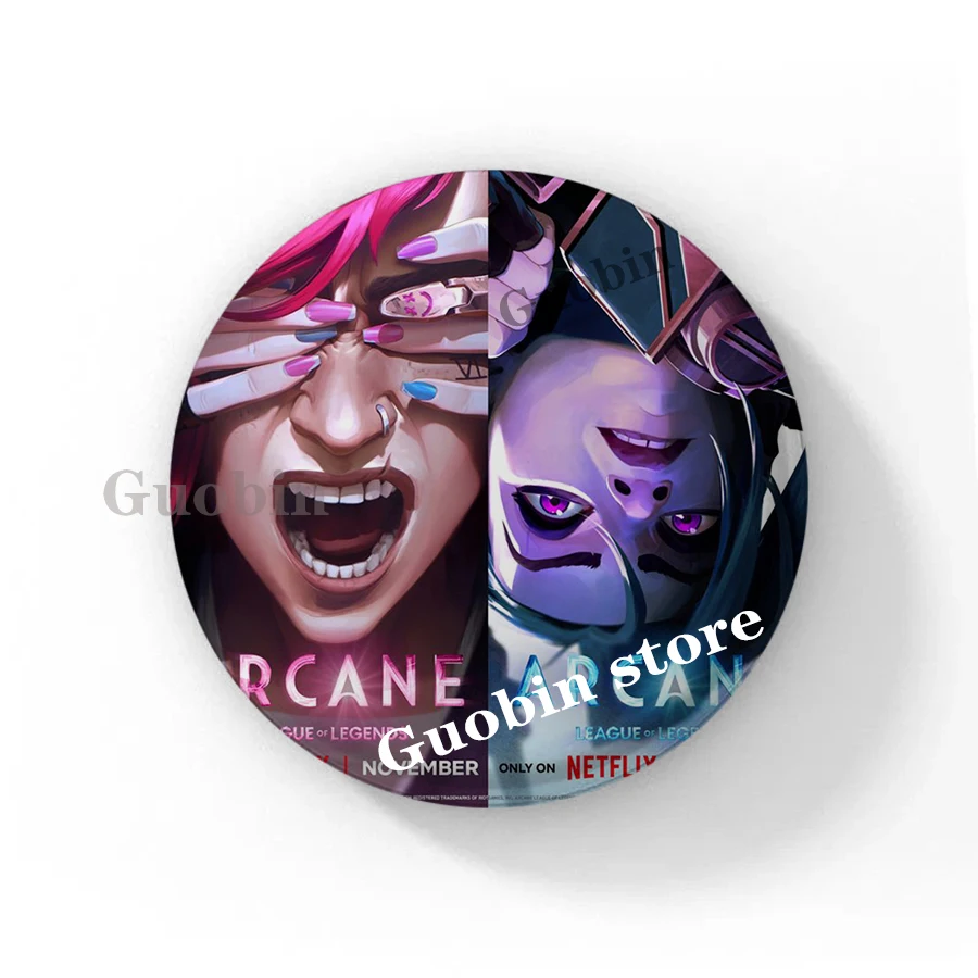 58mm League of Legendes LOL Arcane Jinx Soft Button Pins Runaway Loli Brooch Badge Bag Accessories Gamer Collect Friends Gifts