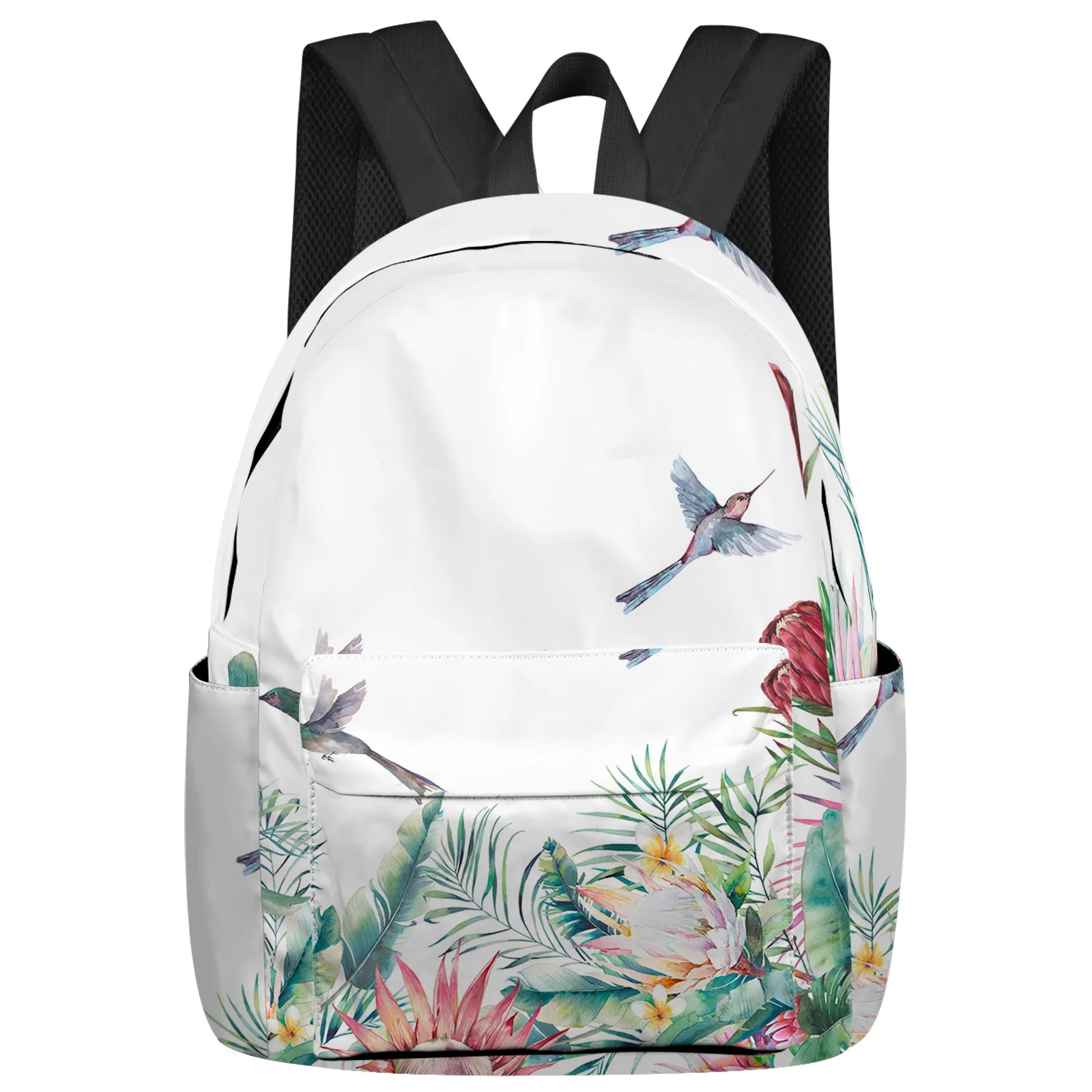 

Idyllic Tropical Plants Flowers Hummingbirds Women Man Backpacks Waterproof School Backpack For Student Boys Girls Bags Mochilas