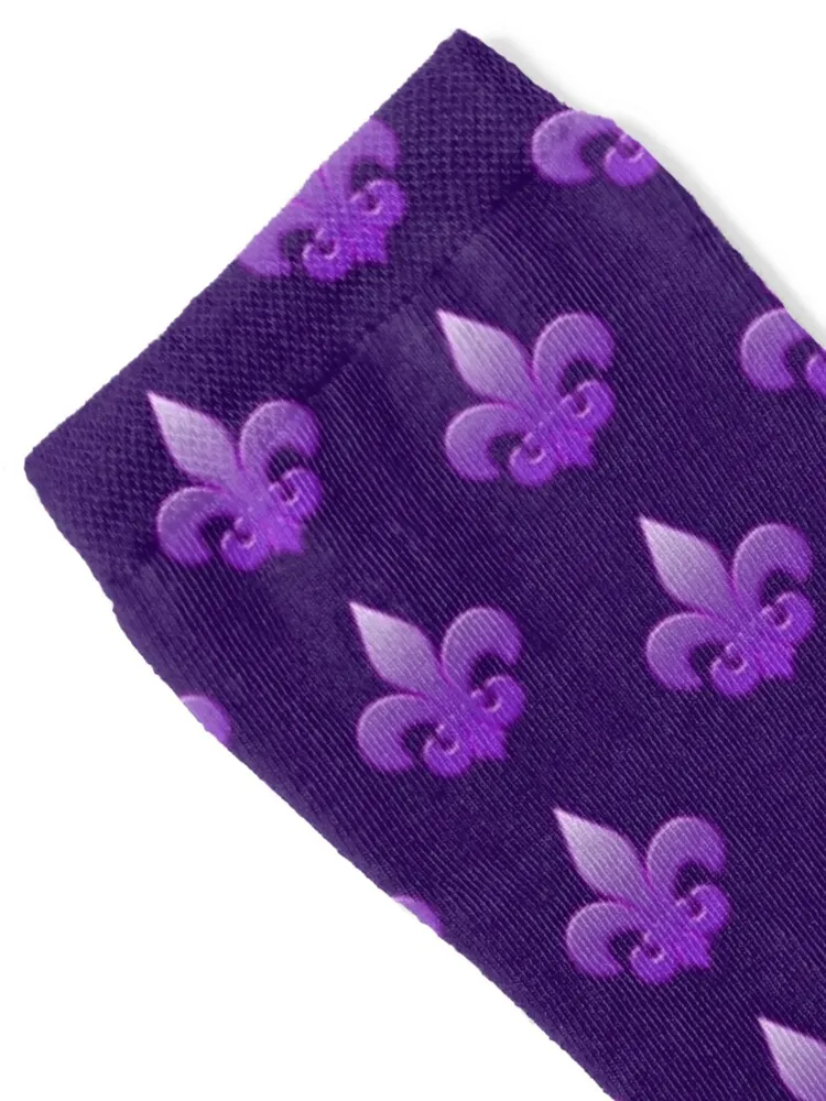 Purple Fleur De Lis Socks Christmas snow crazy Climbing Woman Socks Men's
