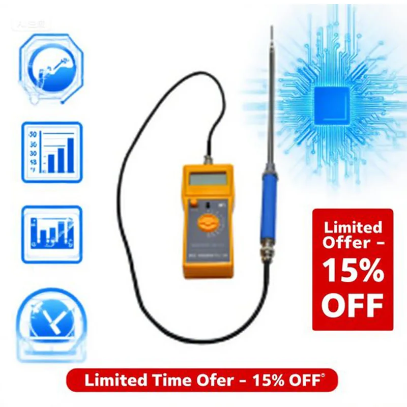 SKZ111D 6 Modes 316LSS PTFE Resistant Probe High Frequency 10MHz Digital Forage Moisture Meter Bale Feed Grass Agricultural