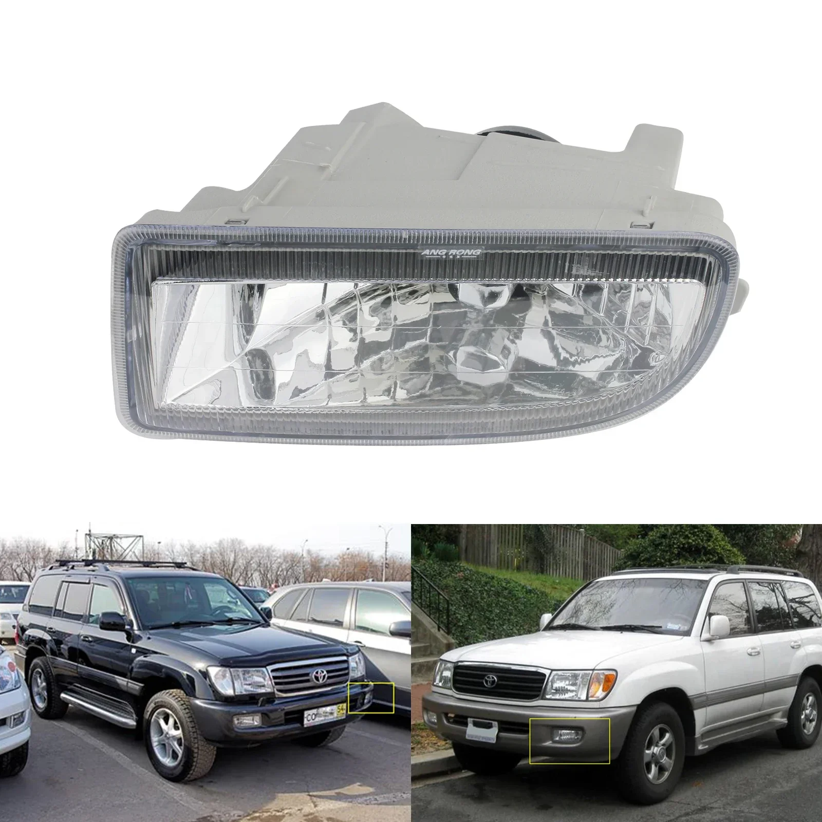 ANGRONG Fog Light Left Passenger Near Side Without Bulb For Toyota Land Cruiser 98-07