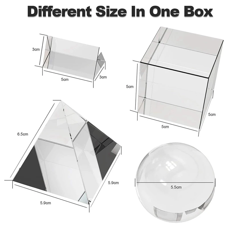 T61C_4 Pack K9 Optical Crystal Photography Prism Set, Include 55mm Ball