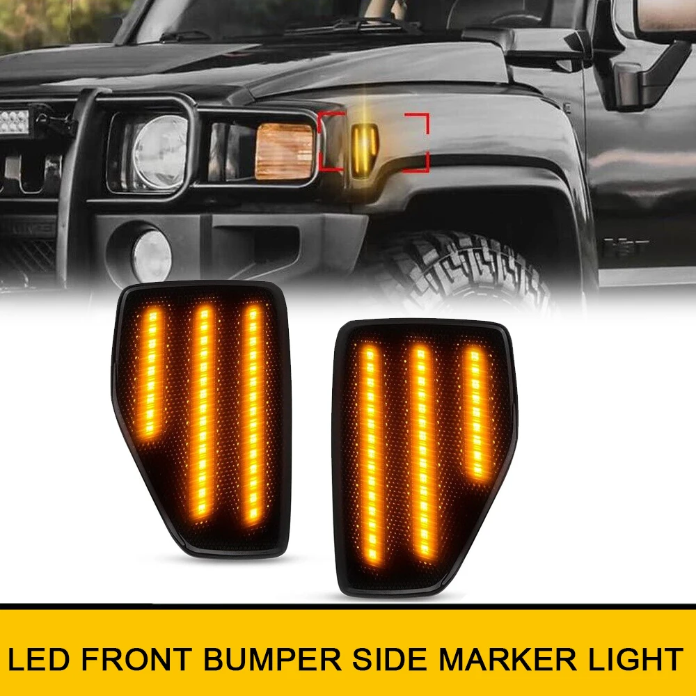 

2Pcs Amber LED Front Bumper Side Marker Turn Signal Lights For Hummer H3 2006-2010 Hummer H3T 2009-2010 OEM 15873638