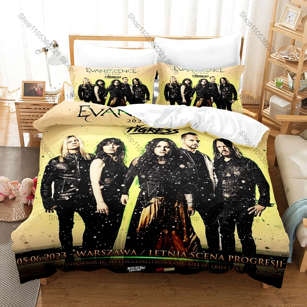 Iconic Gothic Metal Band Evanescence Full Printed 3PCS Bedding Duvet Cover + 2 Pillowcases Student Dorm Home Decoration
