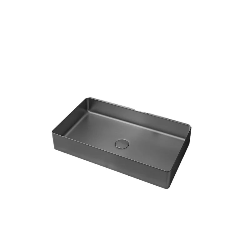 Rectangle, black stainless steel countertop basin, metal wash basin, household bathroom, high-end washbasin, single basin