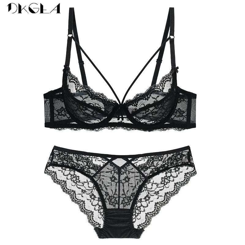 Beha Slipje Sets Ultradunne Brasserie Sexy Ondergoed Set Transparante Plus Size Vrouwen Lace Lingerie Set Borduurwerk