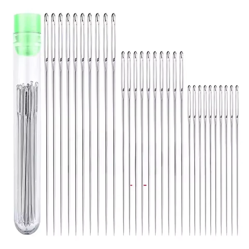 30 قطعة 3 أحجام كبيرة إبر الخياطة العين عبر غرزة إبرة حياكة اليدوية الجلود التطريز الموضوع إبرة الخياطة التبعي #1