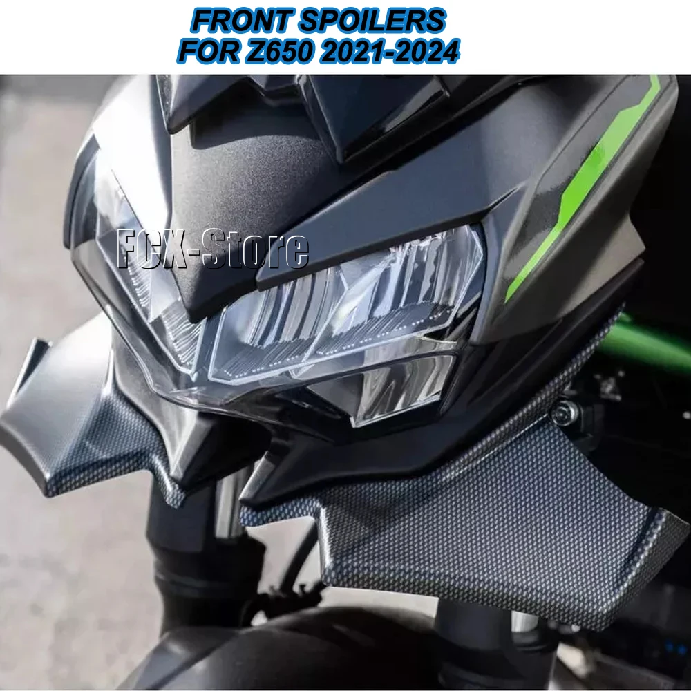 Motorcycle Sport Downforce Naked Front Spoilers Aerodynamic Wing Deflector Kit For KAWASAKI Z650 z650 Z 650 2021 2022 2023 2024