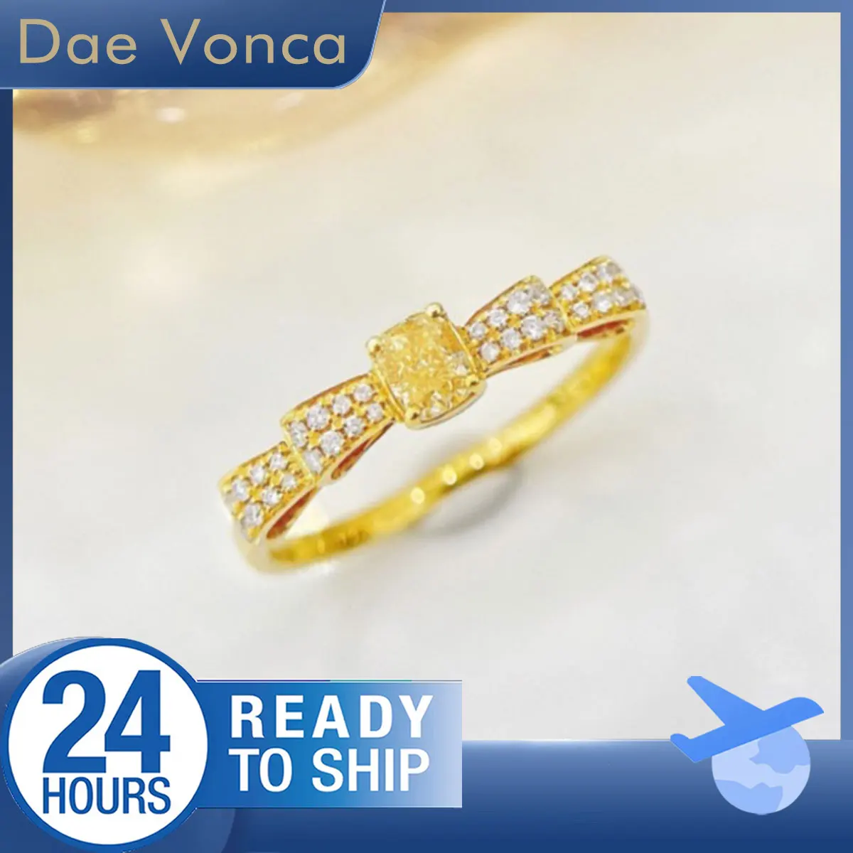 

Кольцо с натуральным желтым бриллиантом из желтого золота 18 карат в форме банта, кольцо с цветным бриллиантом, необычное кольцо с желтой подушкой и бриллиантом