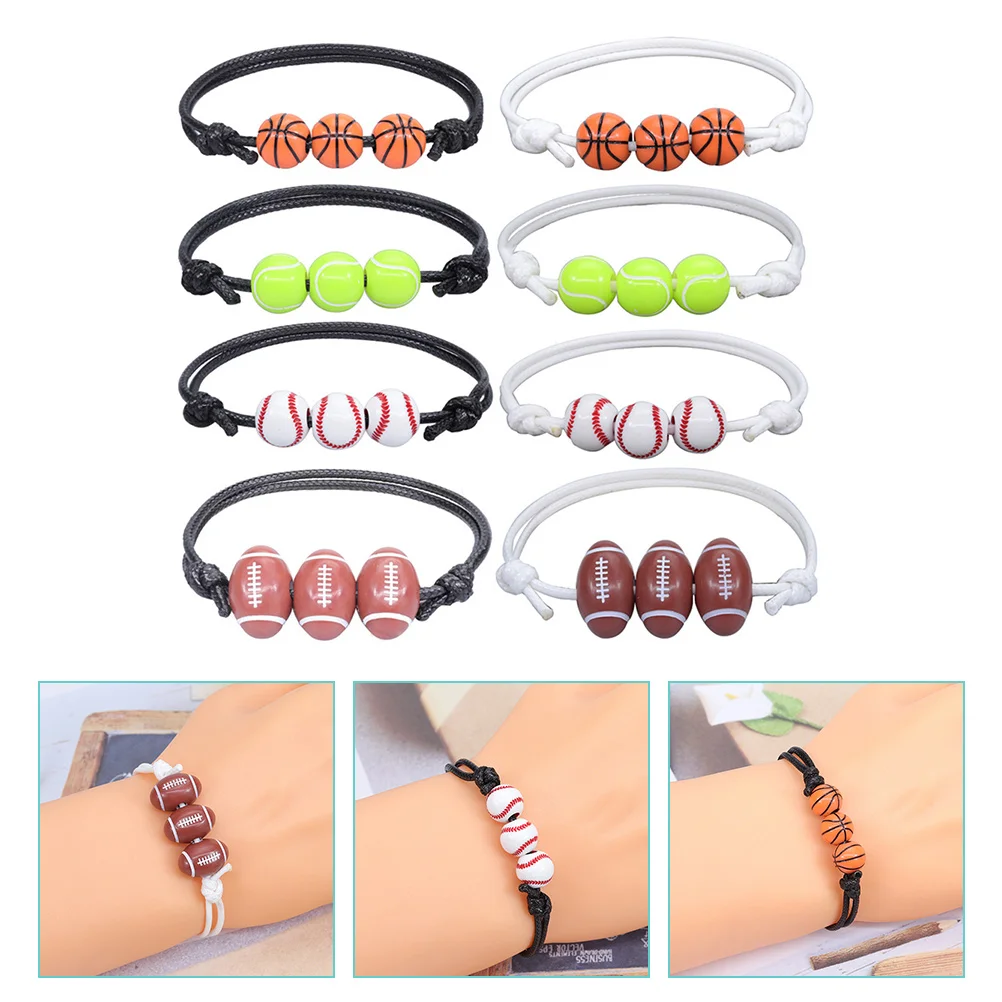 

8 Pcs Sports Bracelet Wristbands Basketball Baseball Silicone Braided Jewelry Fashion Accessory Lightweight Comfortable