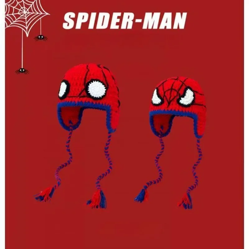 Marvel Spiderman Peripheral Movies sombrero de lana cálido para niños, dibujos animados divertidos, padres e hijos, al aire libre, regalo de invierno