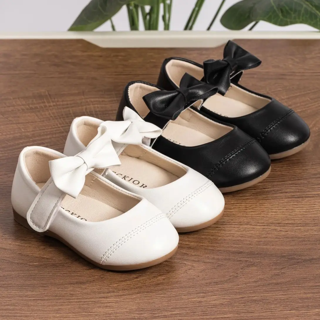 KIDSUN Toddler Girls Dress Shoes Ballet Flats Little Kids Slip-On Bowknot Princess Wedding Party Casual School Uniform Shoes