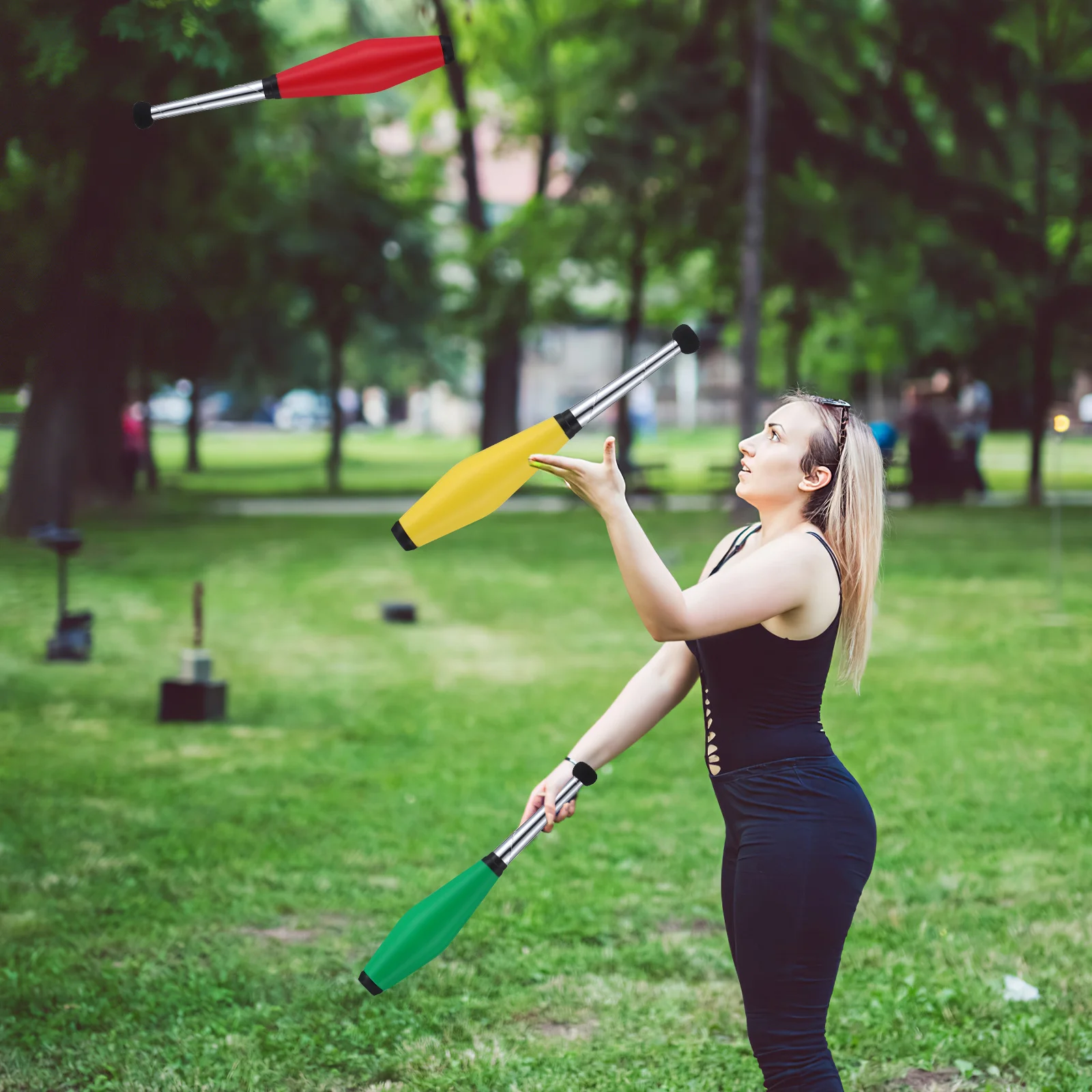 

3 pcs Juggling Pins Colorful Design Kids Adults Beginners Pe Eva Material Stage Performance Props Training Sticks Outdoor Set