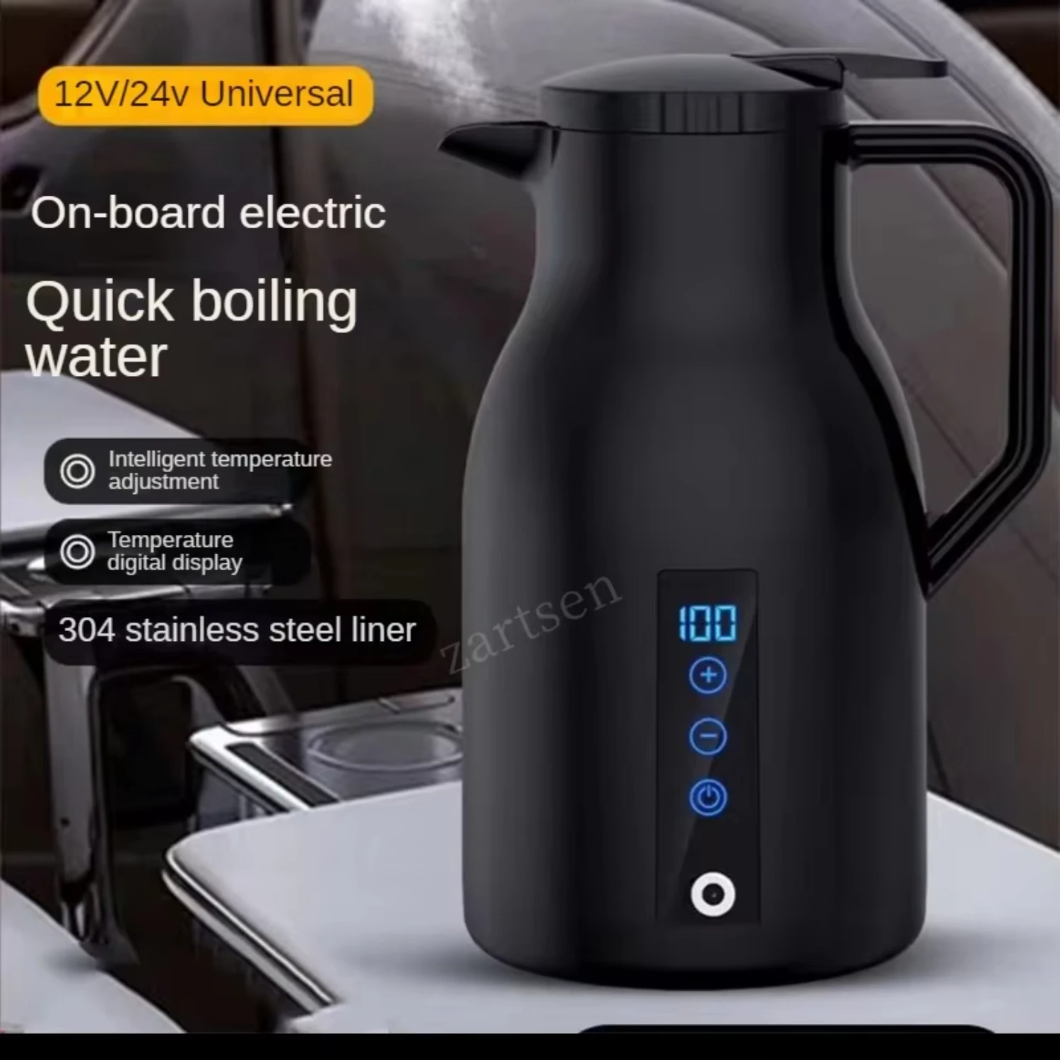 Car TruckElectric Kettle 1000ml Portable Travel Water Boiler Truck Car Coffee Tea Heating Water Bottle Heated Pot 12V 24V