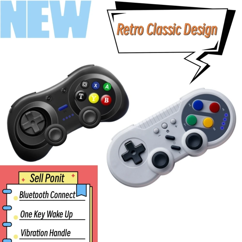 Classic Retro Design Wireless Pro Controller For Switch Lite OLED Support Turbo Vibration Handle Joystick For NS PC Computer