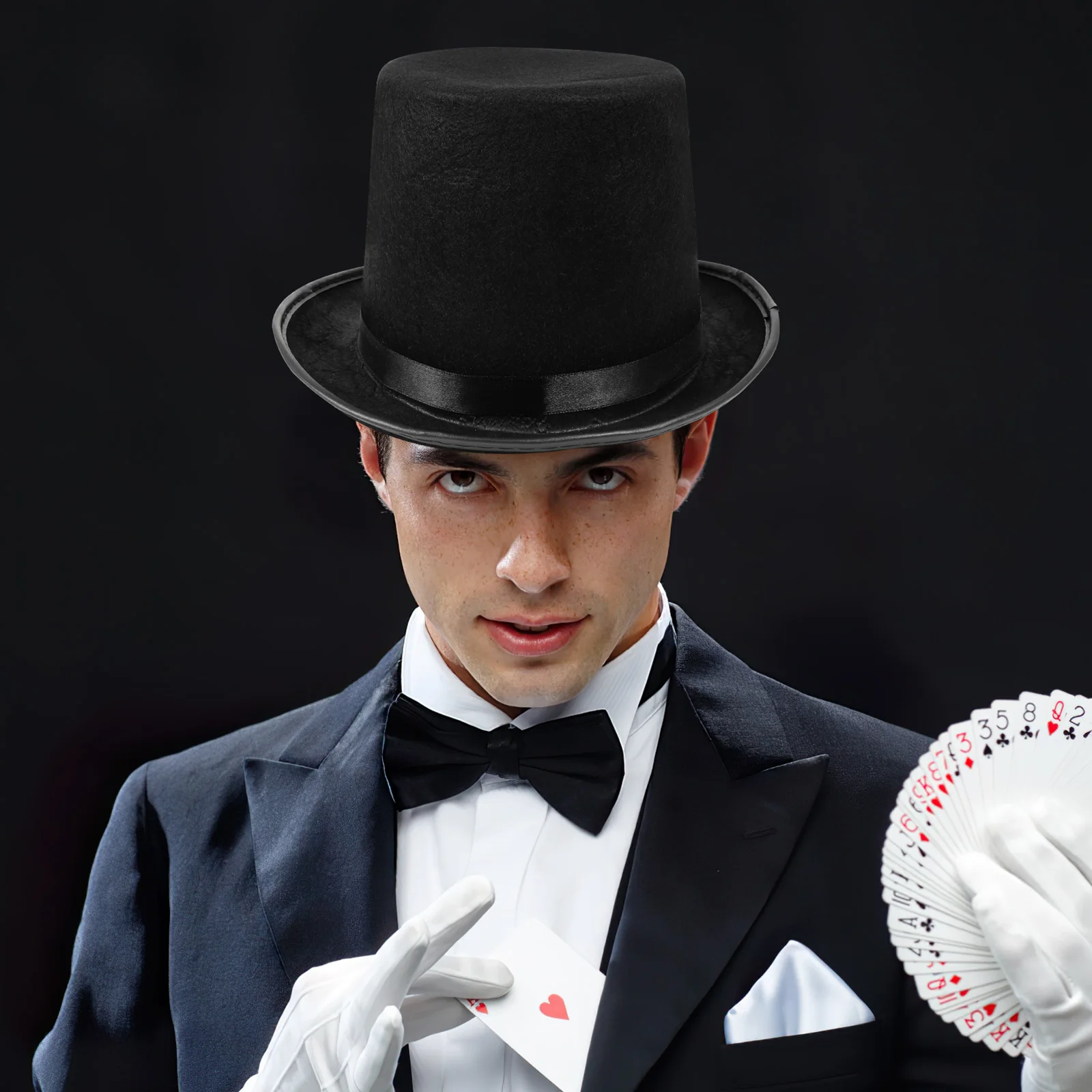 

1 pcs Halloween Black Felt Magician Hat High Cover Jazz Cap Party Prop Gentleman Costume Accessory Adult Kids Gift Decor