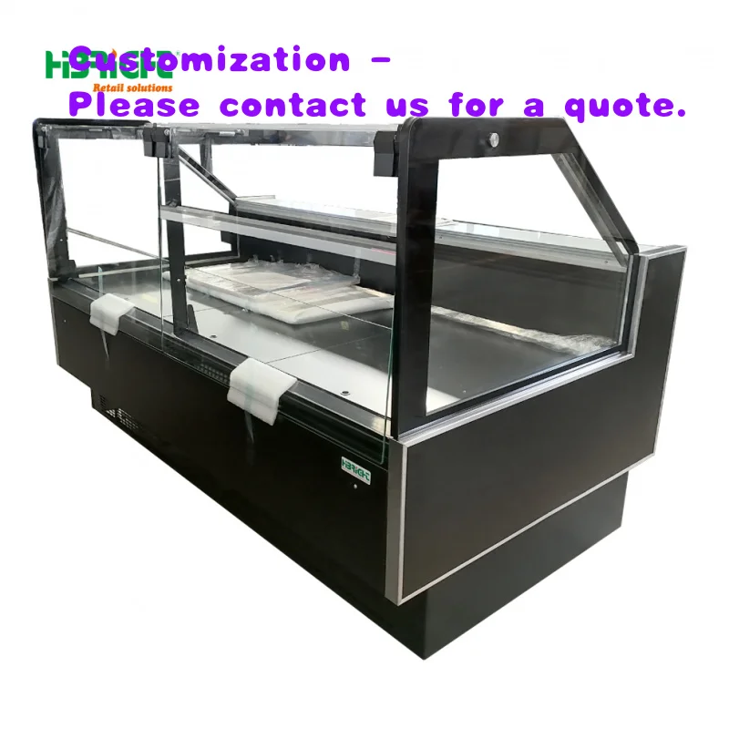 custom.Plug in Supermarket Curved Glass Cover Combined Island Freezer Food Display