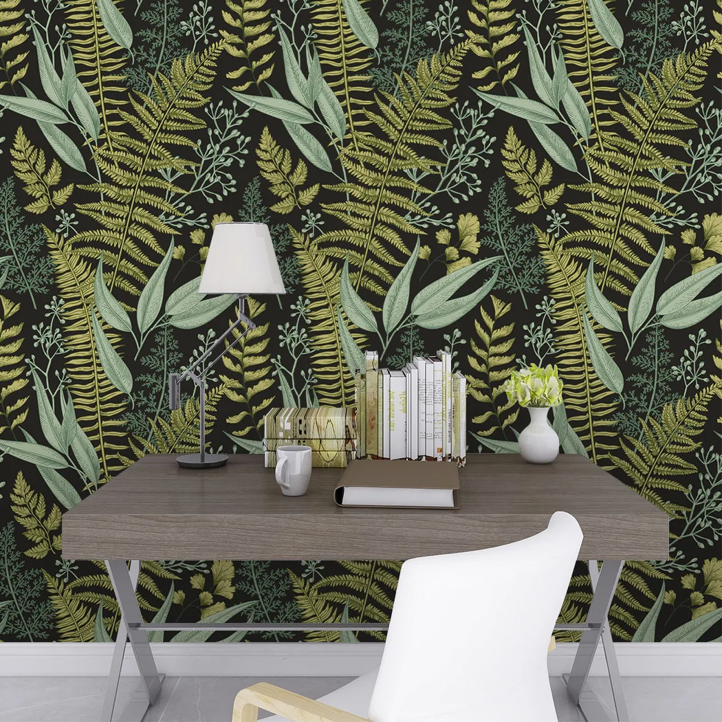 PVC Floral Wallpaper Green plant and Stick Wallpaper Flower Self Adhesive Wall Paper Roll Removable Contact Paper Room decor